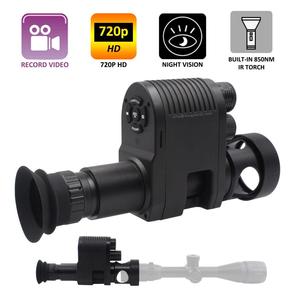 NightCrystal Megaorei3 Night vision Camcorder with Adjustable Diopter Lens and small picture on scope