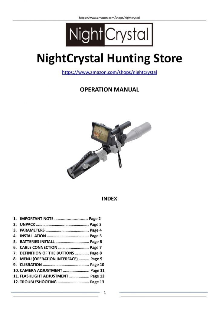 Operation Manual1 - NightCrystal Hunting Store on Amazon