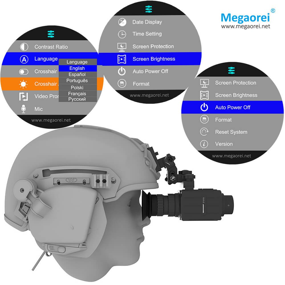 Megaorei NK006 Head-mounted Night Vision Goggles - Operation Menu