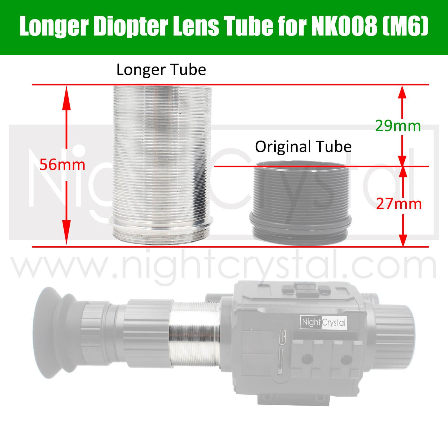 NightCrystal M6 Megaorei NK008 Night Vision Scope with 29mm longer Diopter Lens Tube (www.nightcrystal.com)
